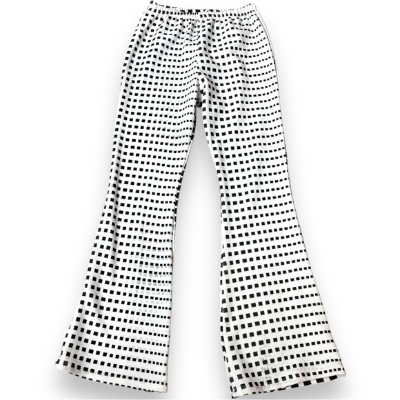 casa lee Pants - Casa Lee Black/White Pattern Stretch Elastic Waist Flared Vintage Inspired pants